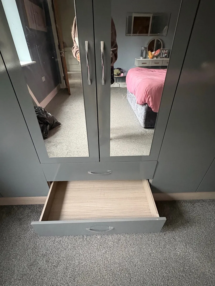 2X Wardrobe 6 Door Grey and Wardrobe 6 Door white - Image 3