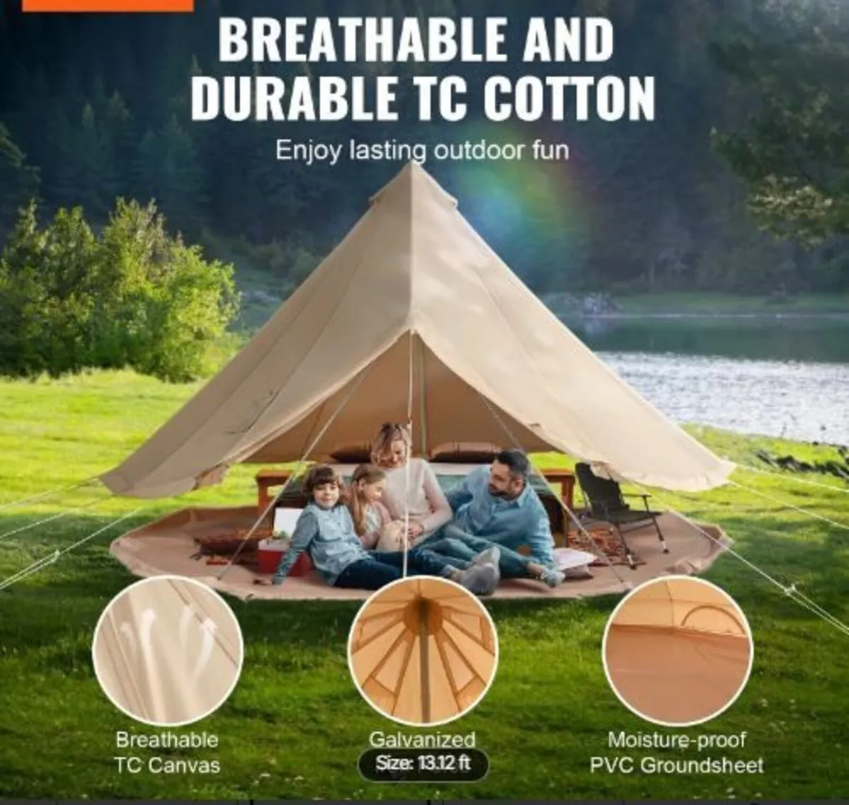 anvas Bell Tent, 4 Seasons 4 m/13.12 ft - Image 2