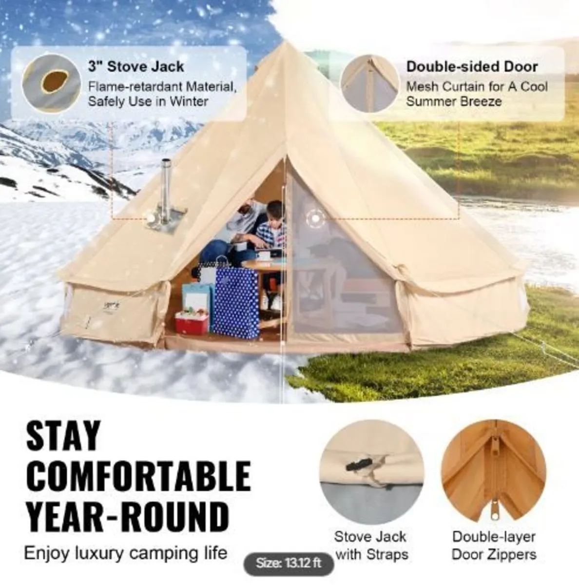 anvas Bell Tent, 4 Seasons 4 m/13.12 ft - Image 4