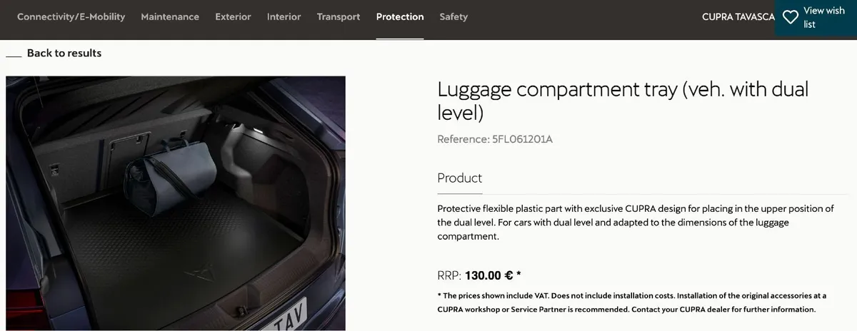 Cupra Tavascan Boot Liner / Luggage Comparttment - Image 3