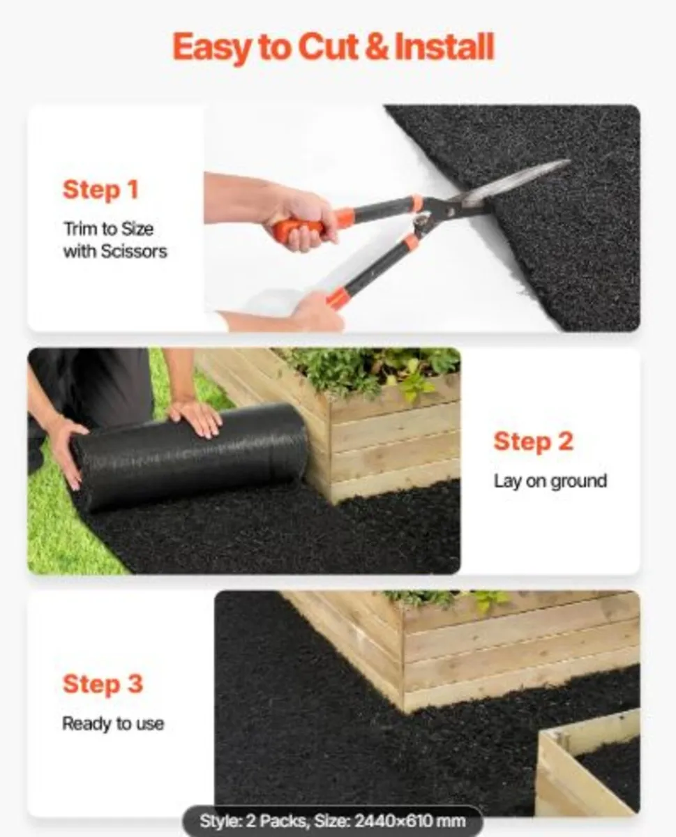 Rubber Mulch Mat Roll, 2 Rolls 244 x 59 cm Recycle - Image 2