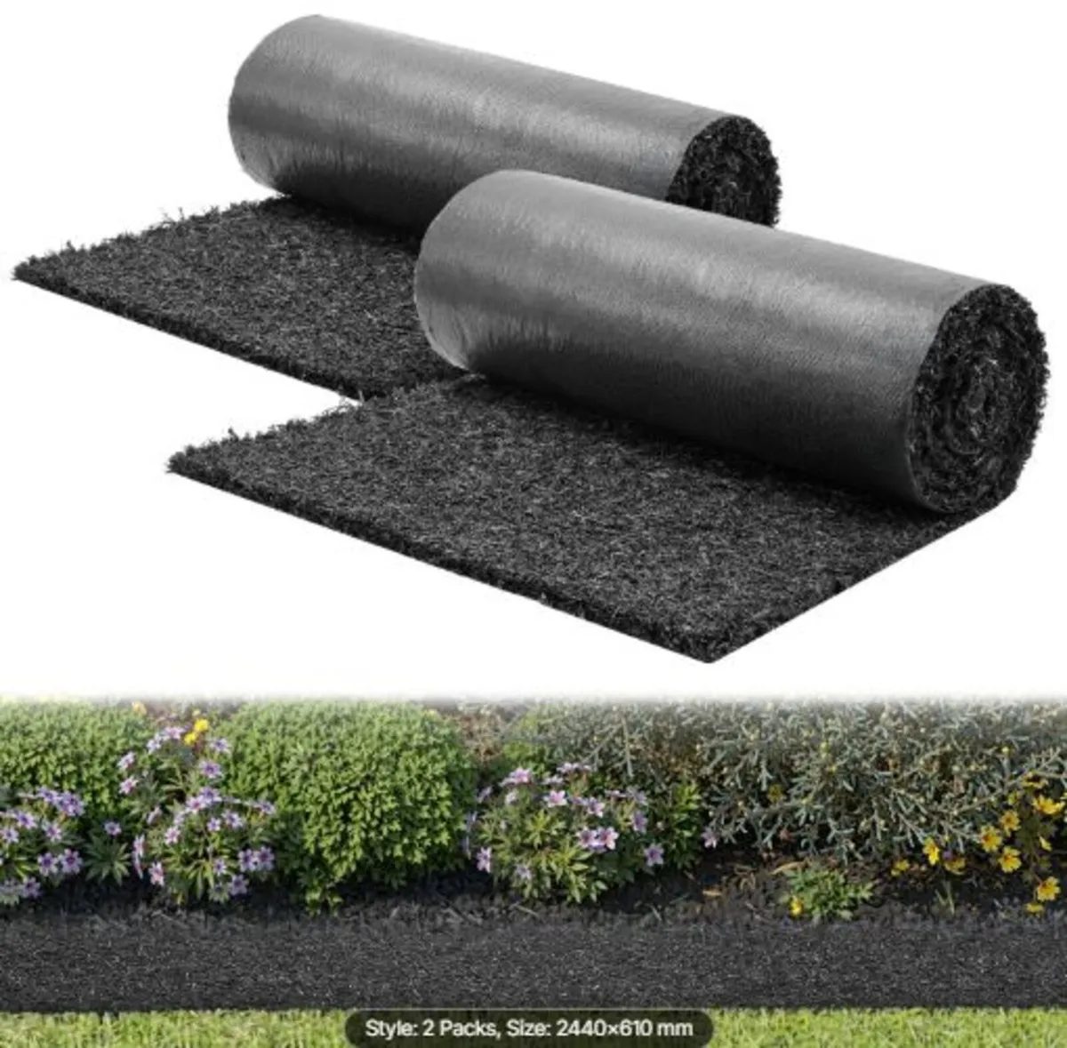 Rubber Mulch Mat Roll, 2 Rolls 244 x 59 cm Recycle - Image 1