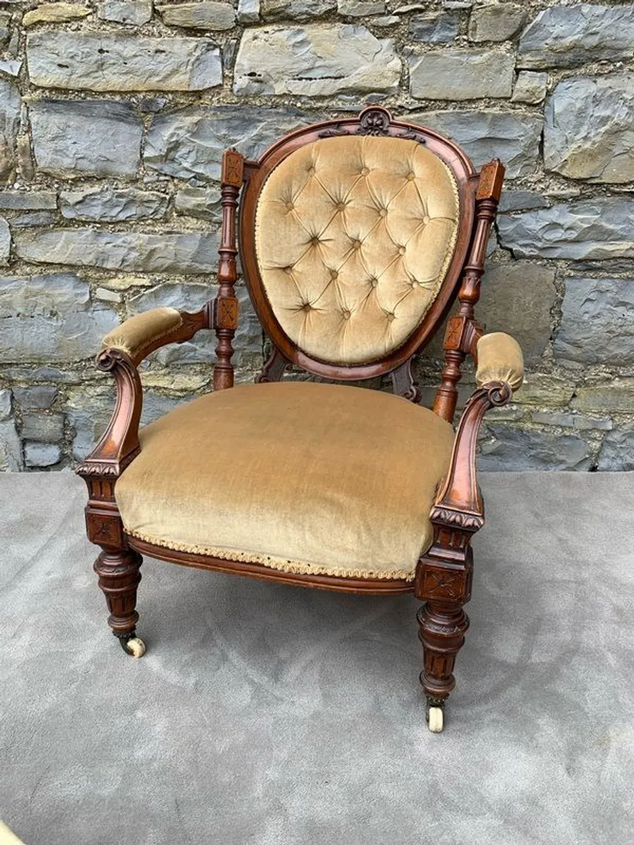 Superb Pair of 19th Century Walnut Armchairs. - Image 2