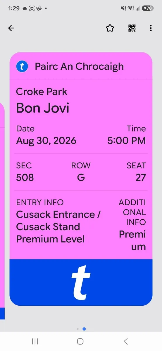 Bon Jovie premium tickets x 2 - Image 1