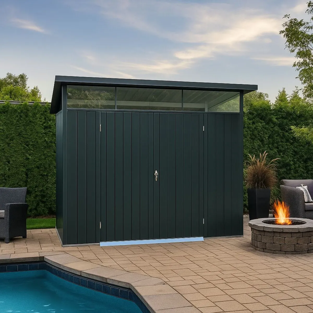 8×6 Palladium Contemporary Steel Garden Sheds - Image 1