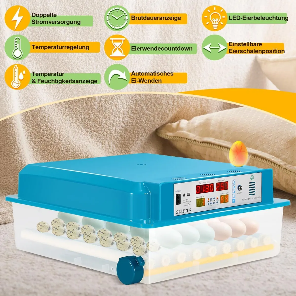 64 Egg Automatic Incubator – Digital Control - Image 2