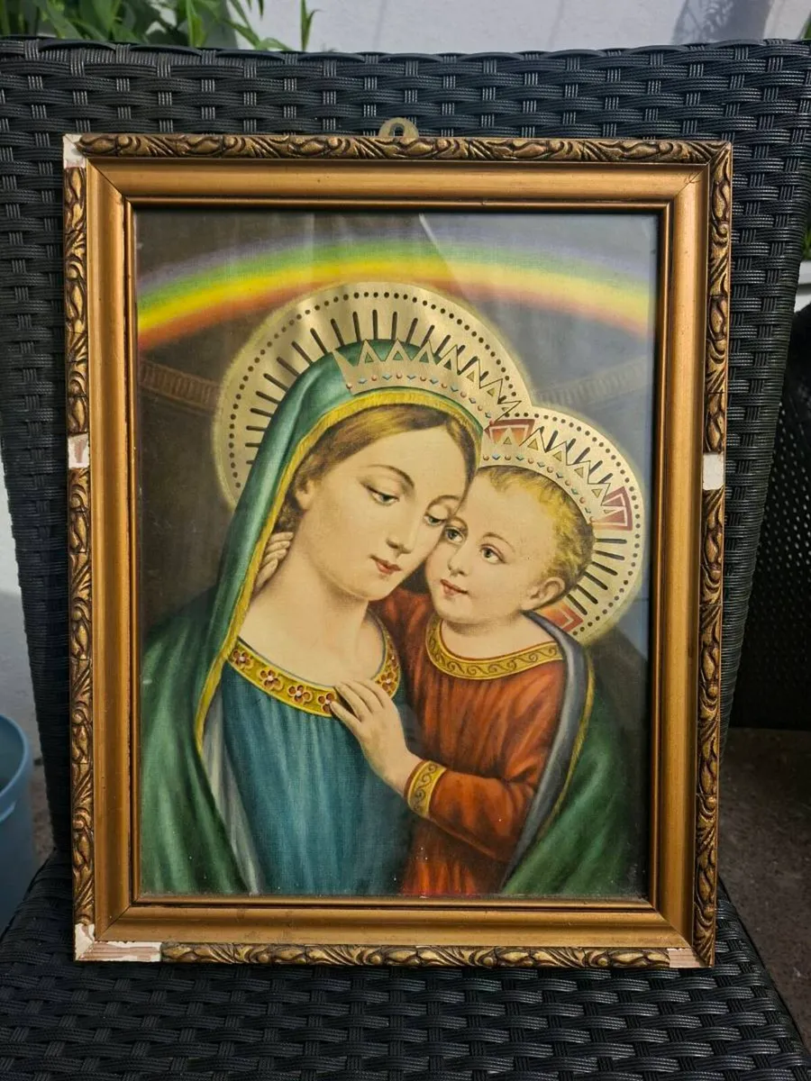 Old Vintage Religious framed picture - Image 1