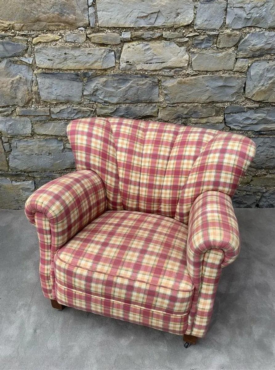 Superb Heavy Traditional Tartan Armchair. - Image 1
