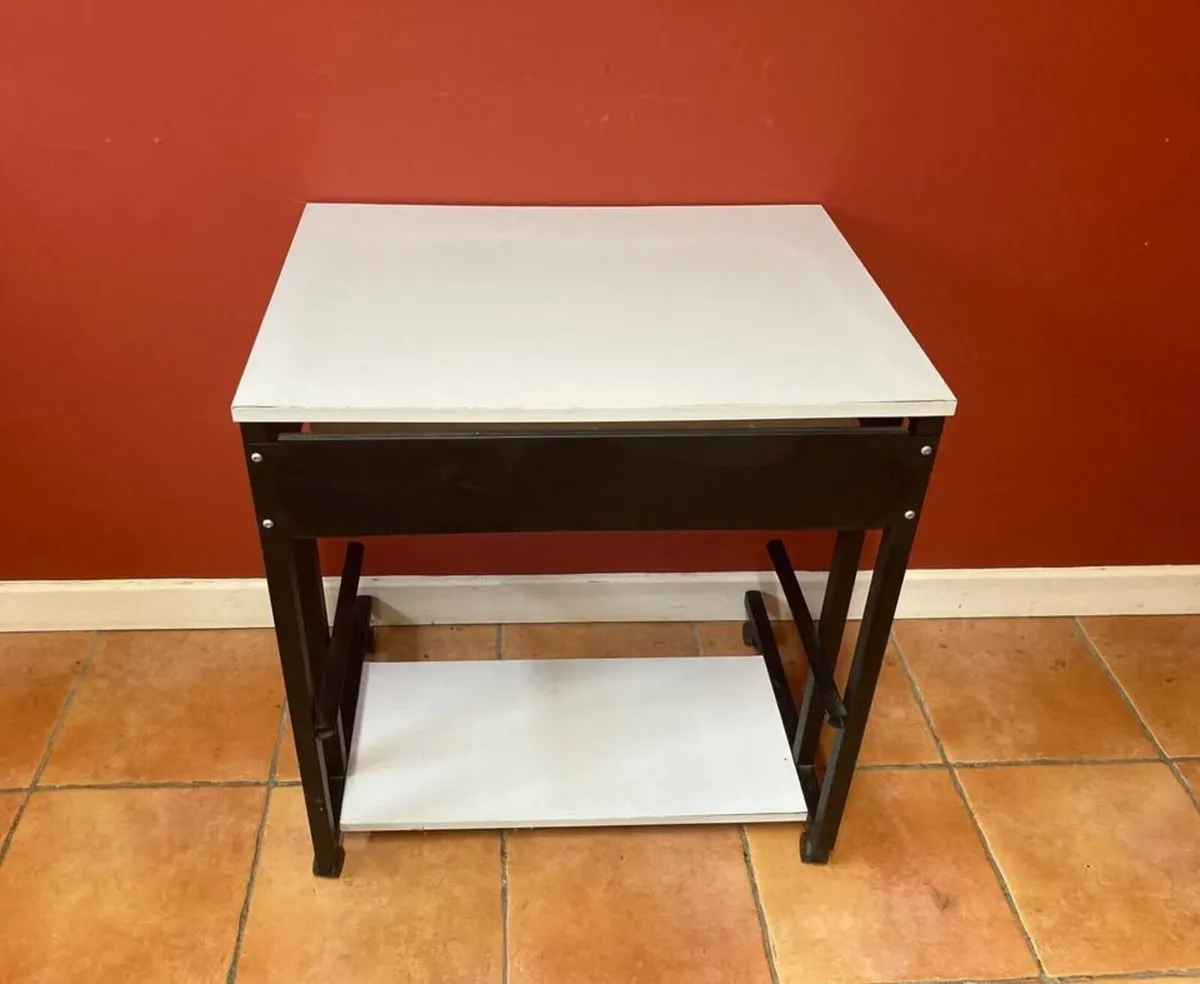 Compact Study Desk with Pull-Out Tray & Wheels - Image 4