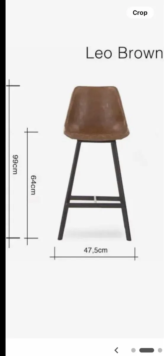 3x Walnut brown Faux Leather Bar Stool - Image 4