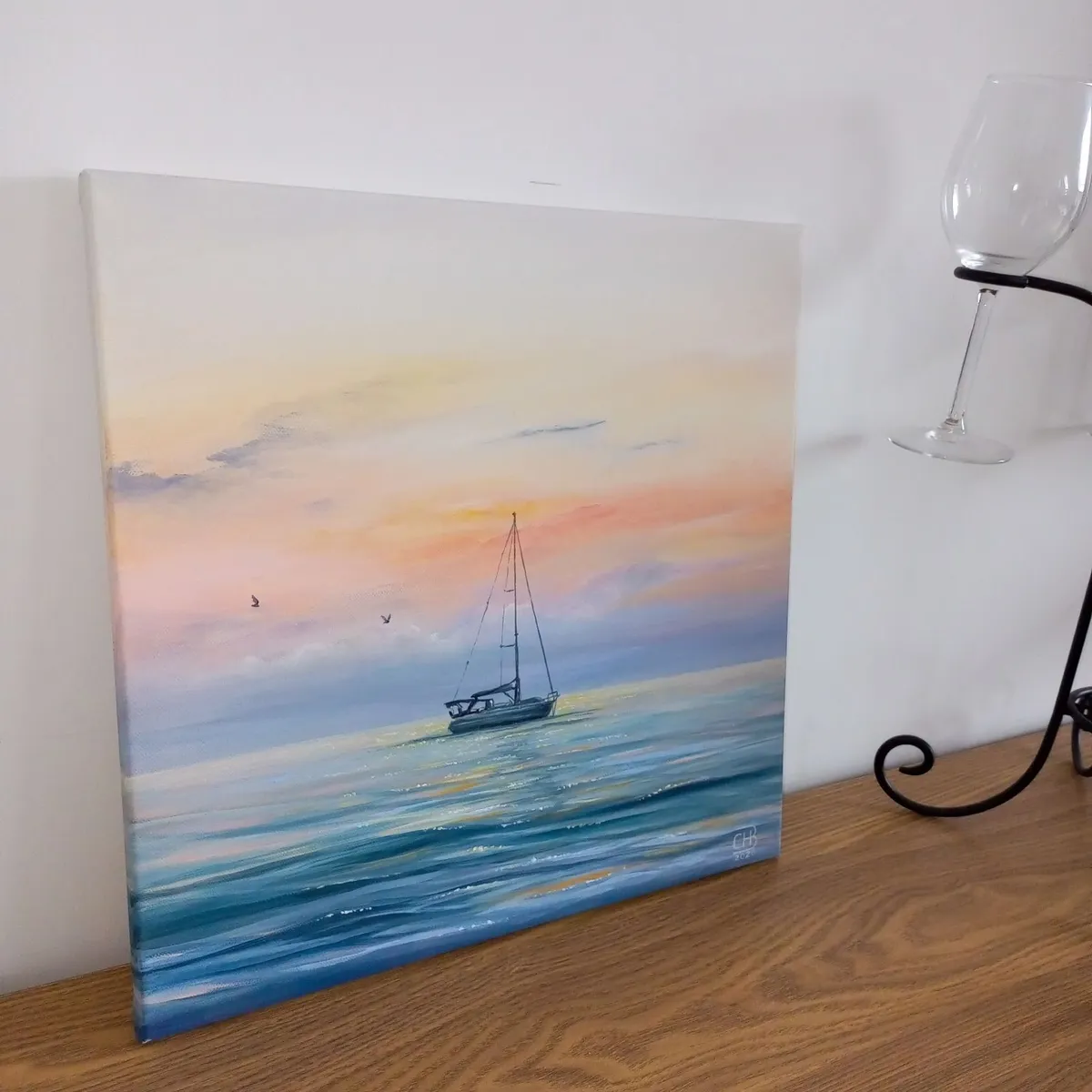 Original Seascape Painting 40x40cm - Image 3
