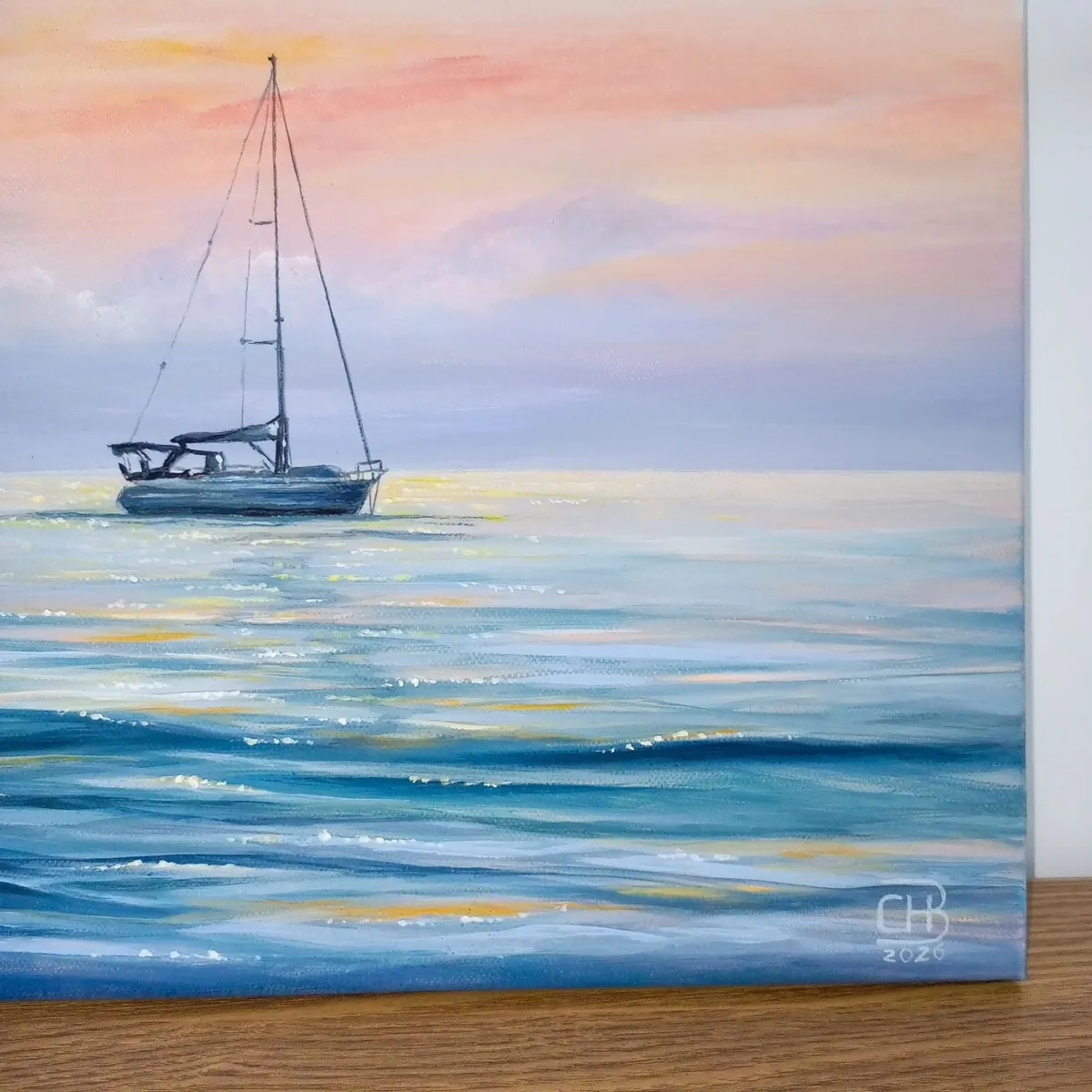 Original Seascape Painting 40x40cm - Image 4