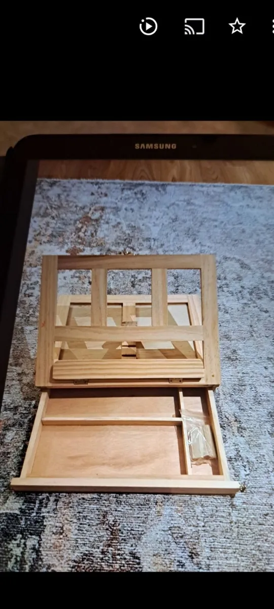 Wooden empty paint box with own easel - Image 1