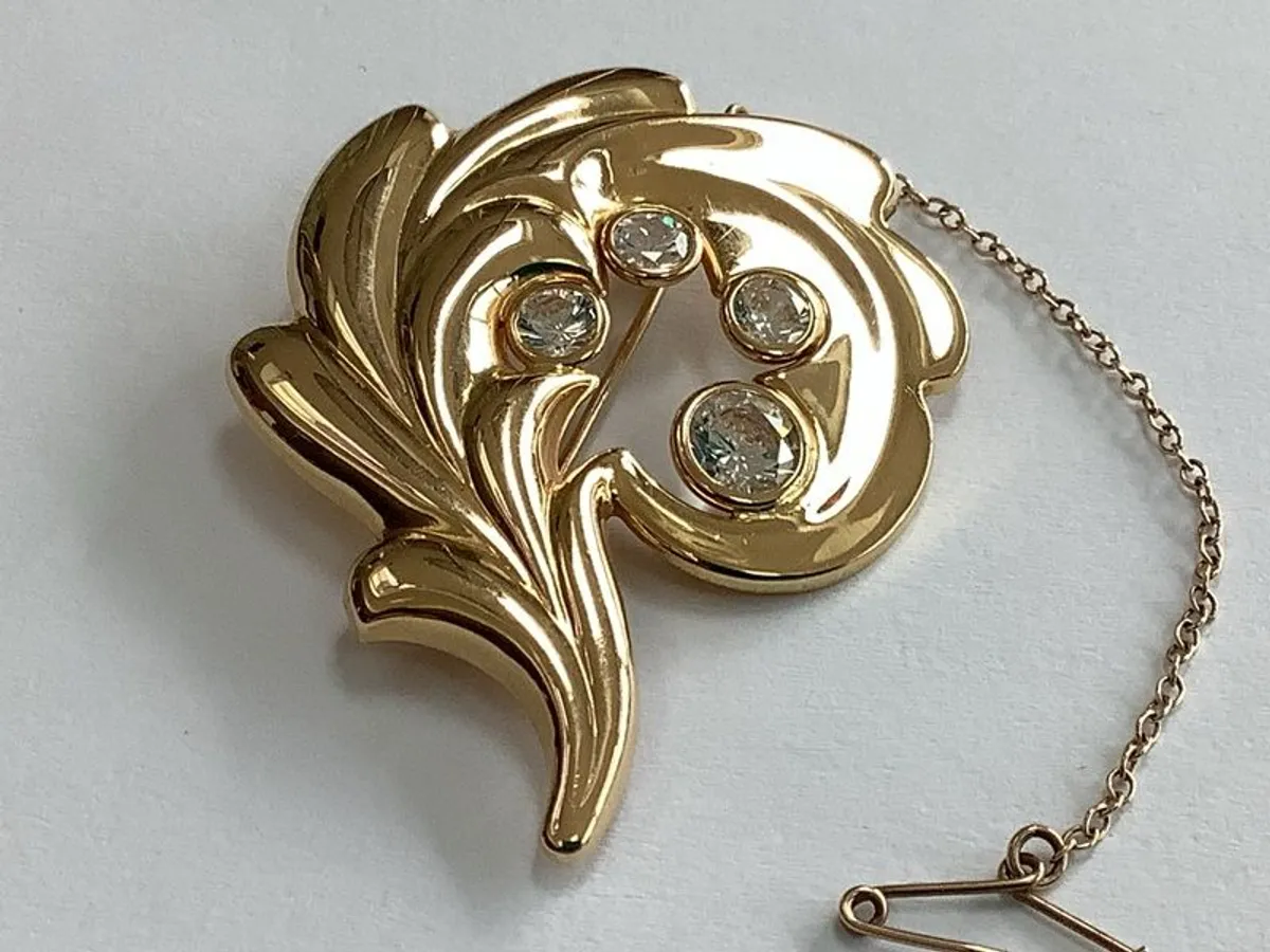 Arezzo 762 AR 750 pristine vintage 18k Italian gold, leaf brooch - Image 1