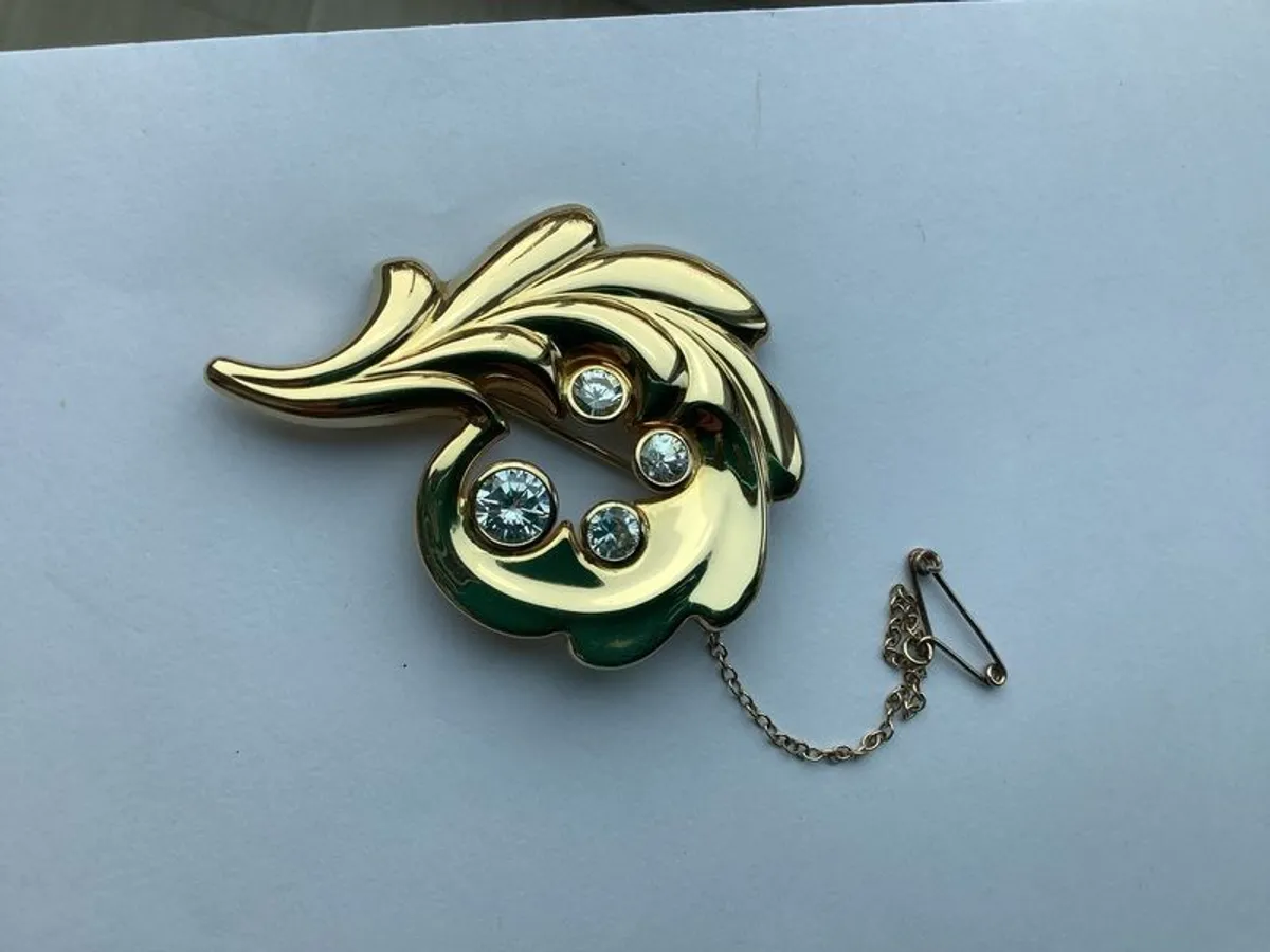 Arezzo 762 AR 750 pristine vintage 18k Italian gold, leaf brooch - Image 3