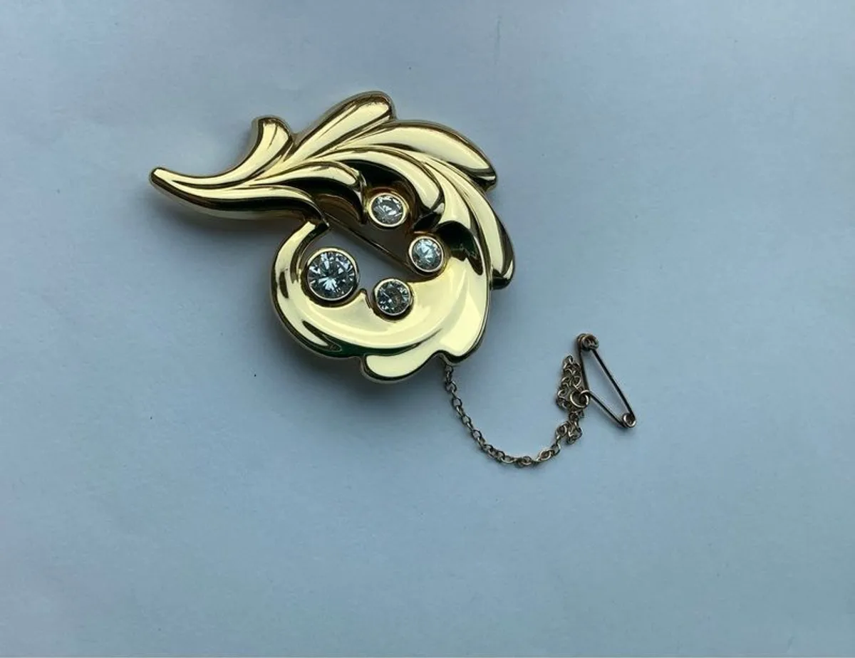 Arezzo 762 AR 750 pristine vintage 18k Italian gold, leaf brooch - Image 4
