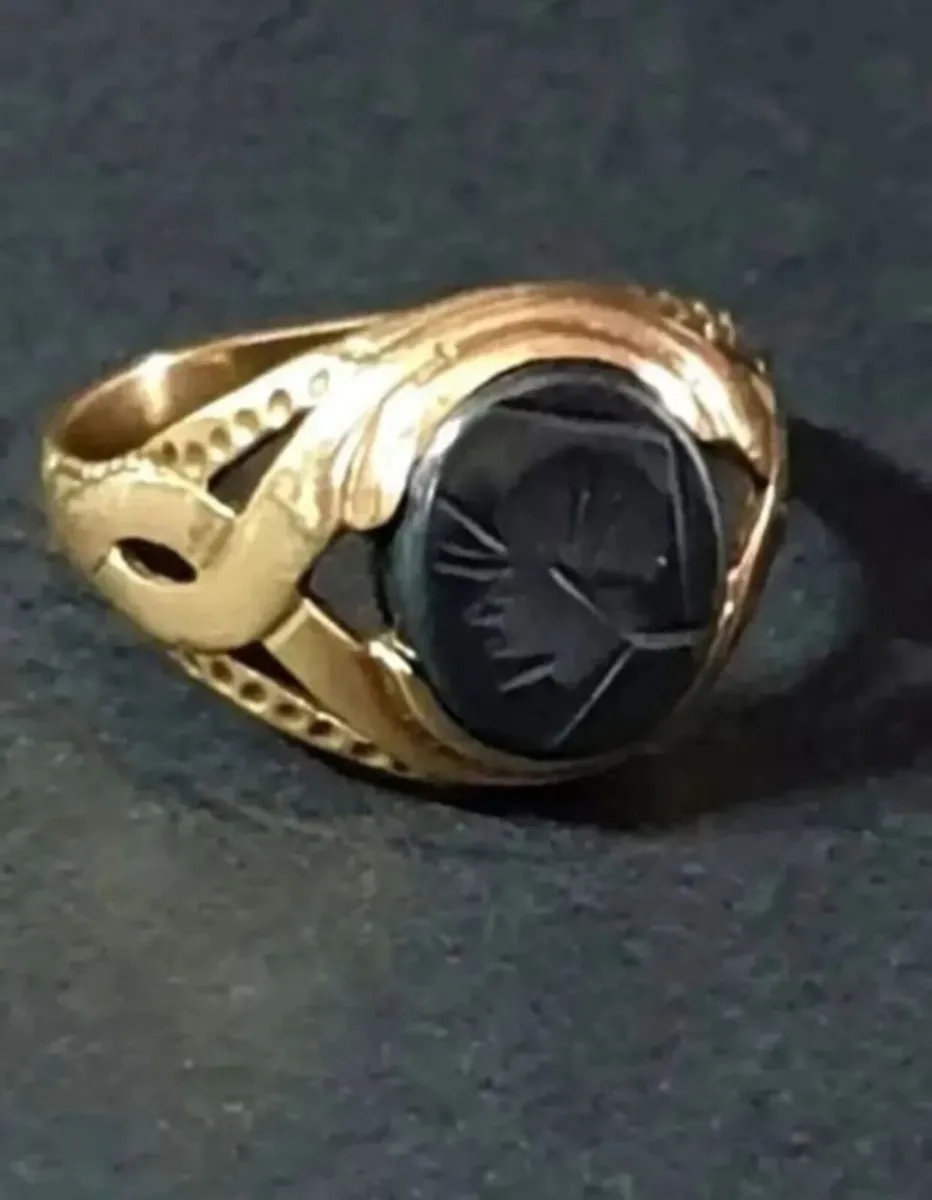 Vintage 9ct Hematite Intaglio Signet Ring - Image 3
