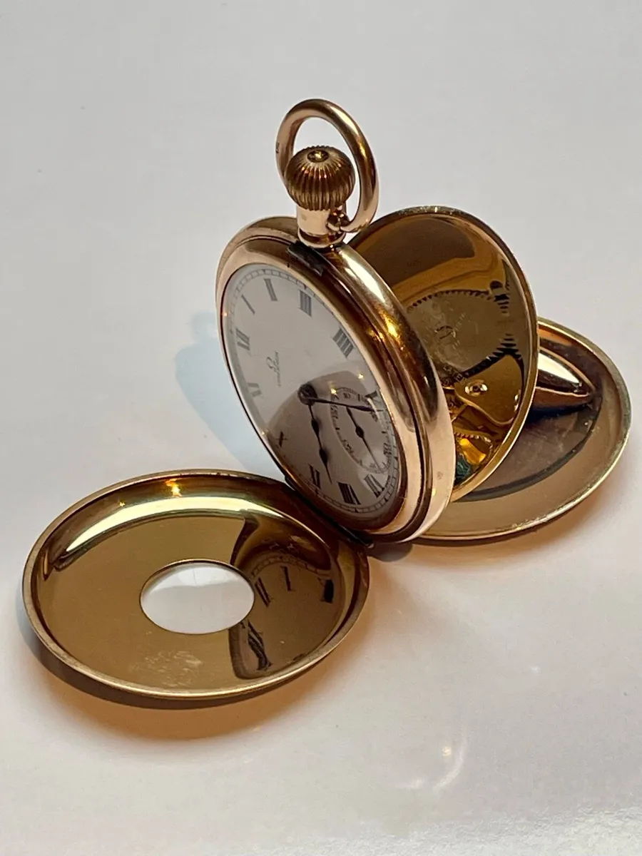 Vintage Omega Half Hunter Gold Filled Pocket Watch - Image 2