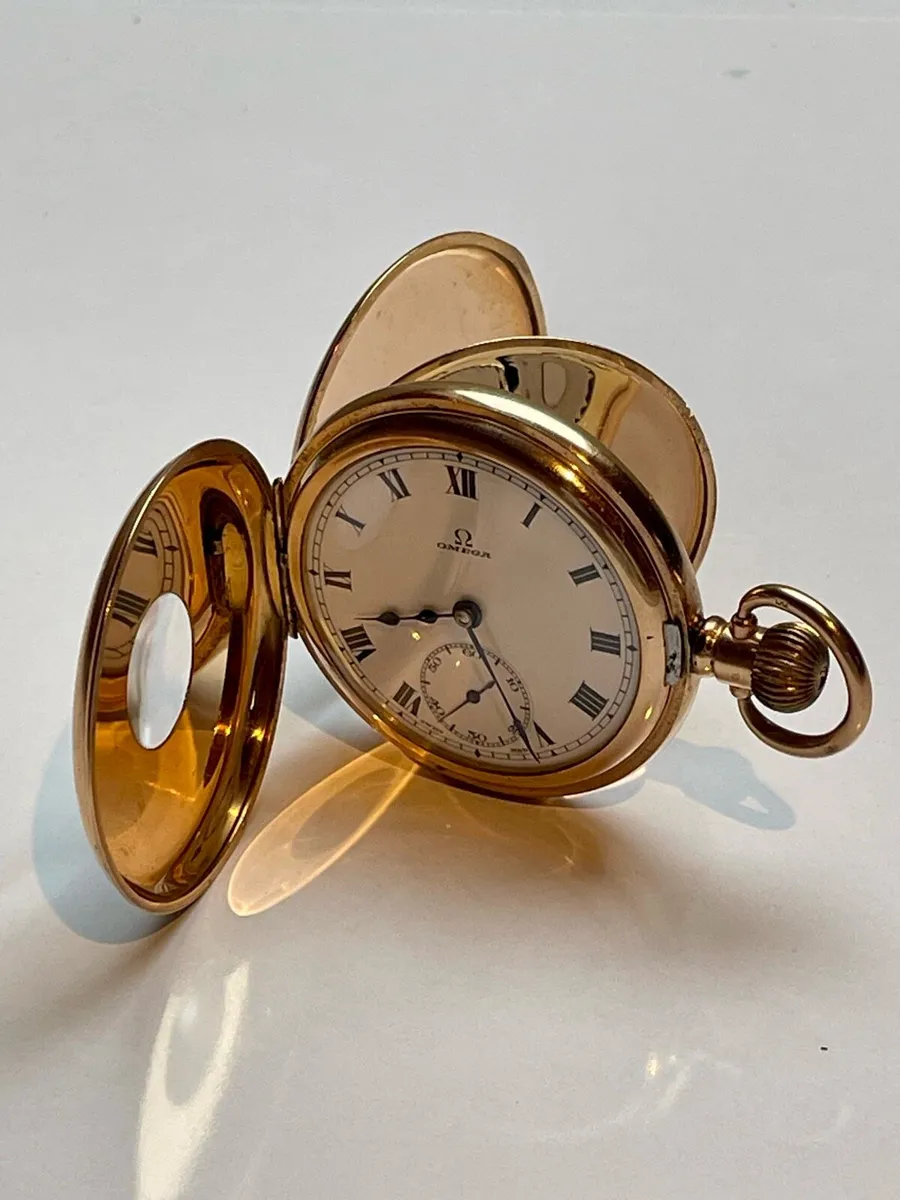 Vintage Omega Half Hunter Gold Filled Pocket Watch - Image 1