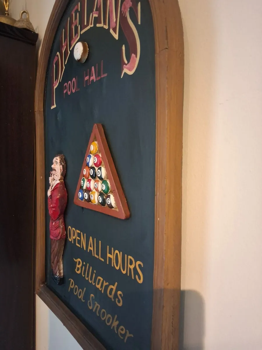Vintage Phelan's 3D Pool Hall Wooden Sign - Bar / - Image 2
