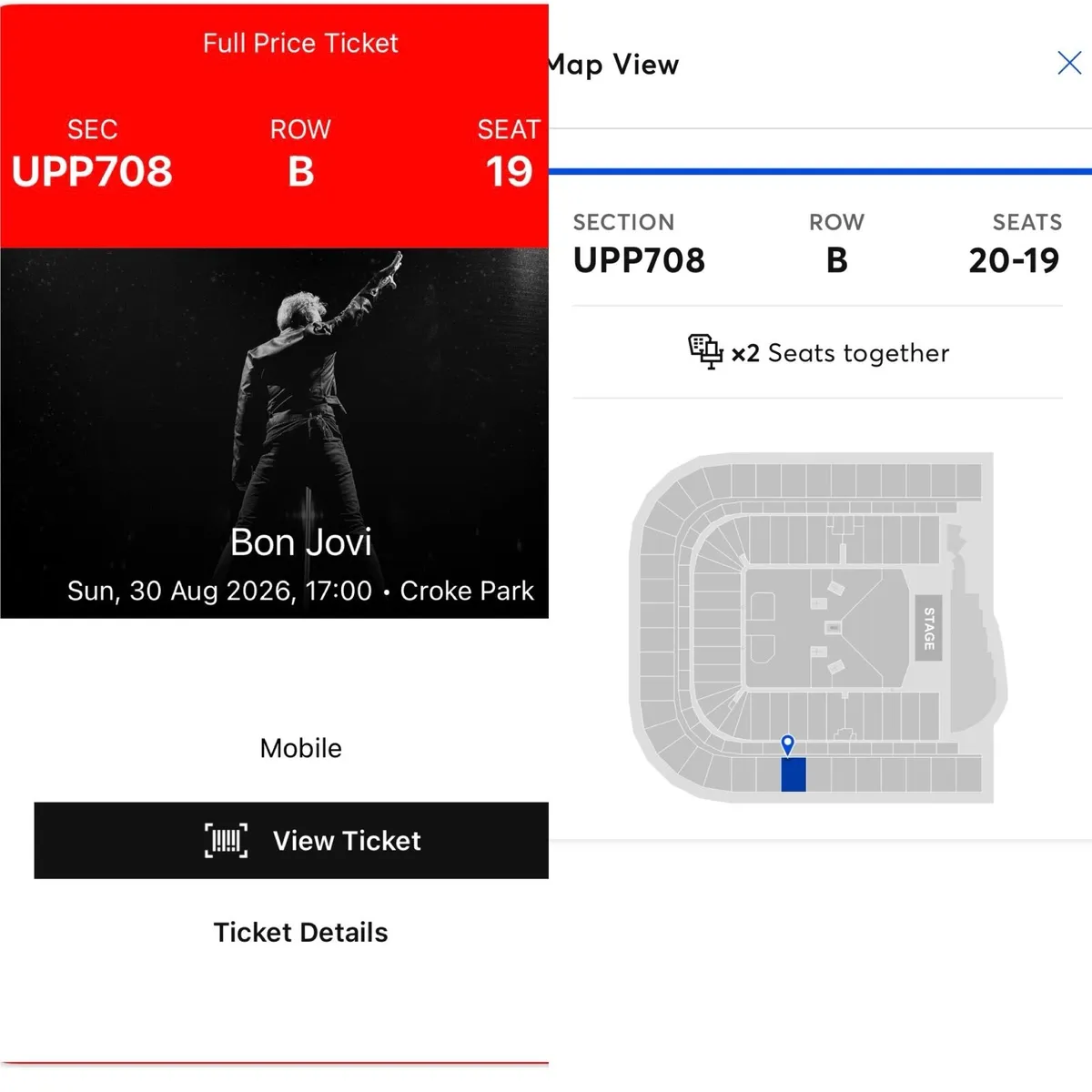 X2 Bon Jovi Seated Tickets. Great seats! - Image 1