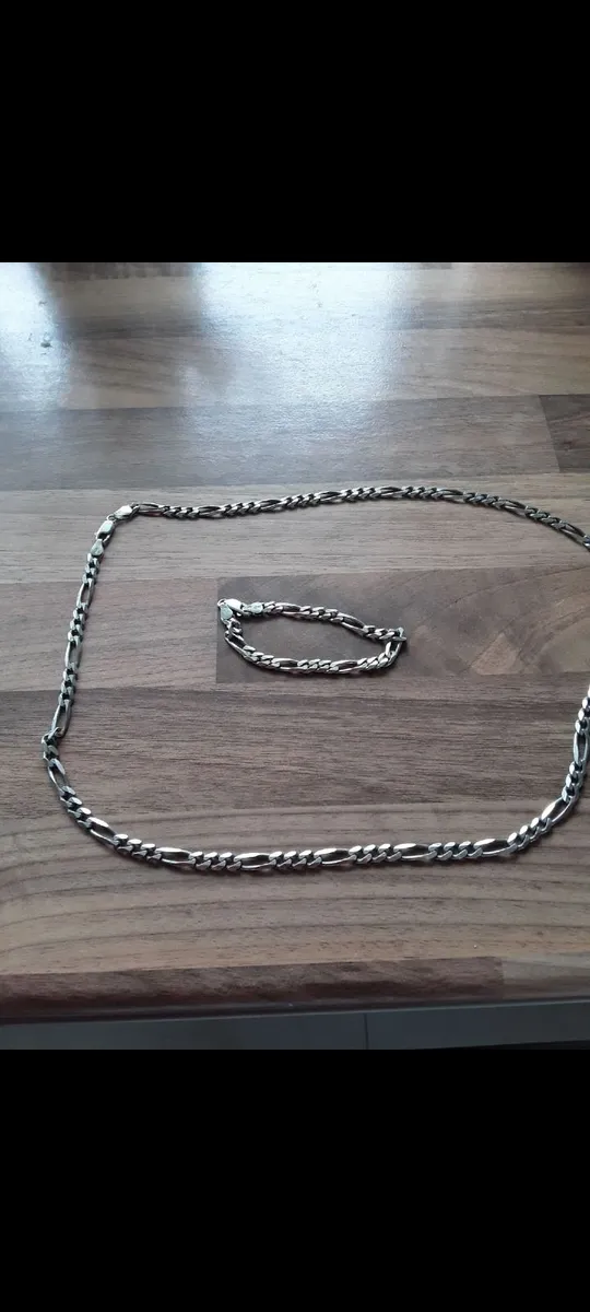 Hallmarked silver necklace & bracelet set - Image 1