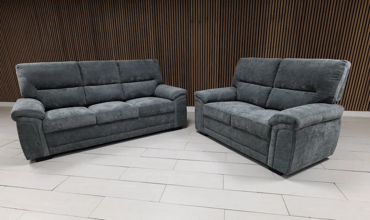 3+2 Bromley Gretal Leather & Fabric Sofa Set - Image 2