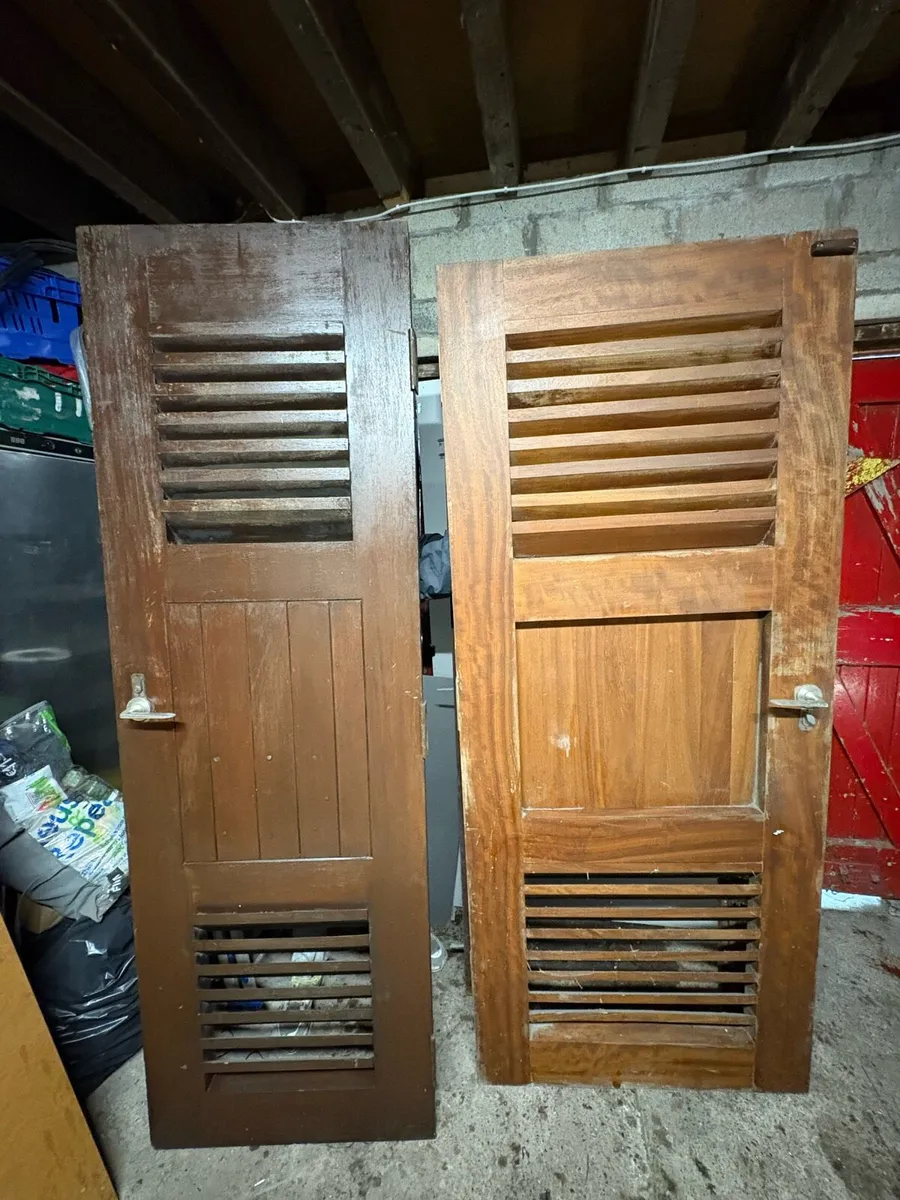 2 Solid Wood Louvre Doors – €130 Pair - Image 1