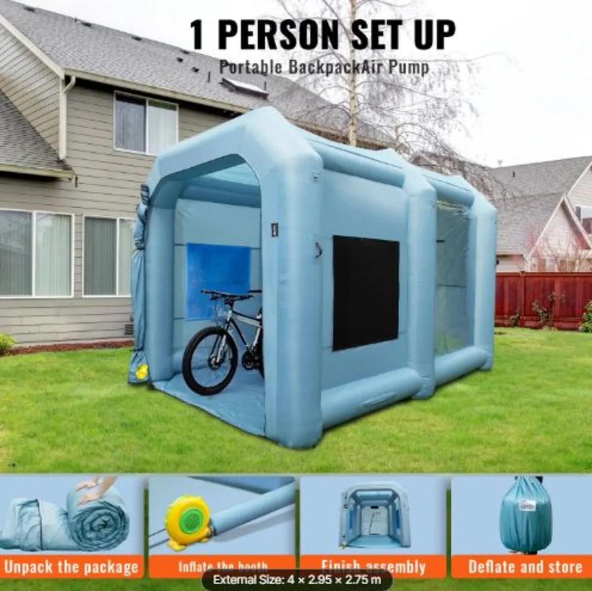 Inflatable Spray Booth Car Paint Tent 396cmx305cm - Image 3