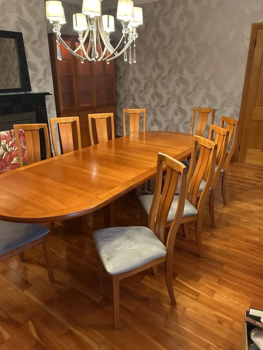 dining table , 10 chairs, display cabinet and sideboard - Image 1
