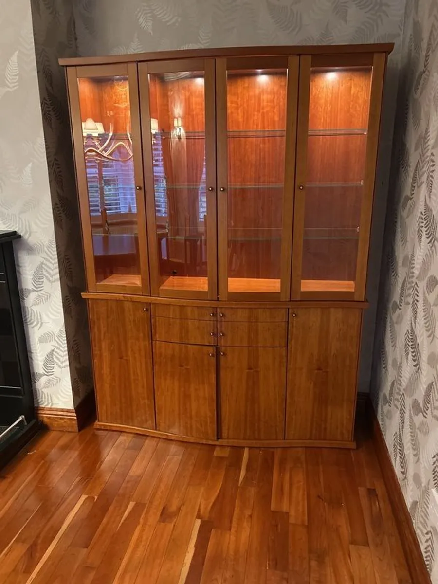 dining table , 10 chairs, display cabinet and sideboard - Image 2