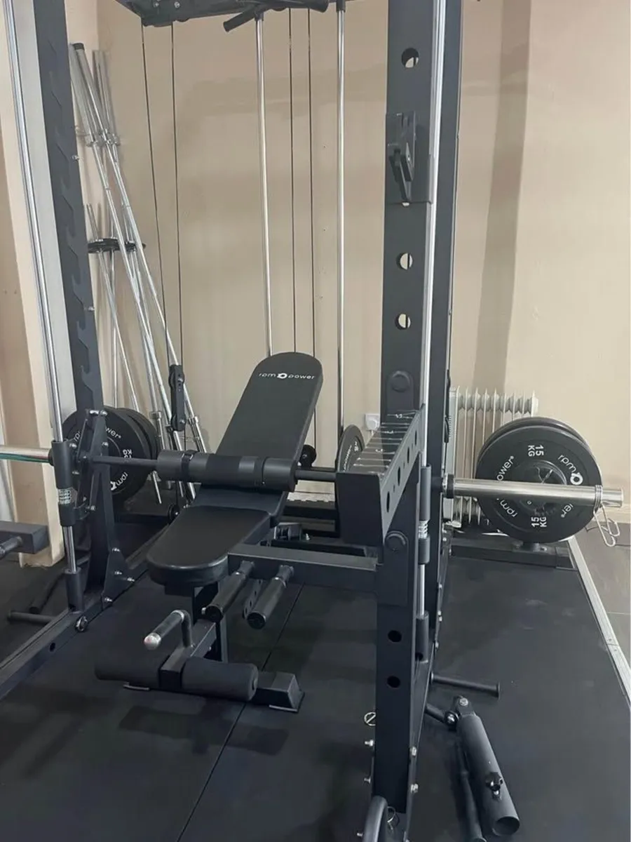 Multy Gym Cross with Smith Bar Machine, Bench, - Image 4