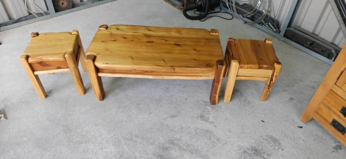 Rustic handmade Acacia wood coffee table with matc - Image 2