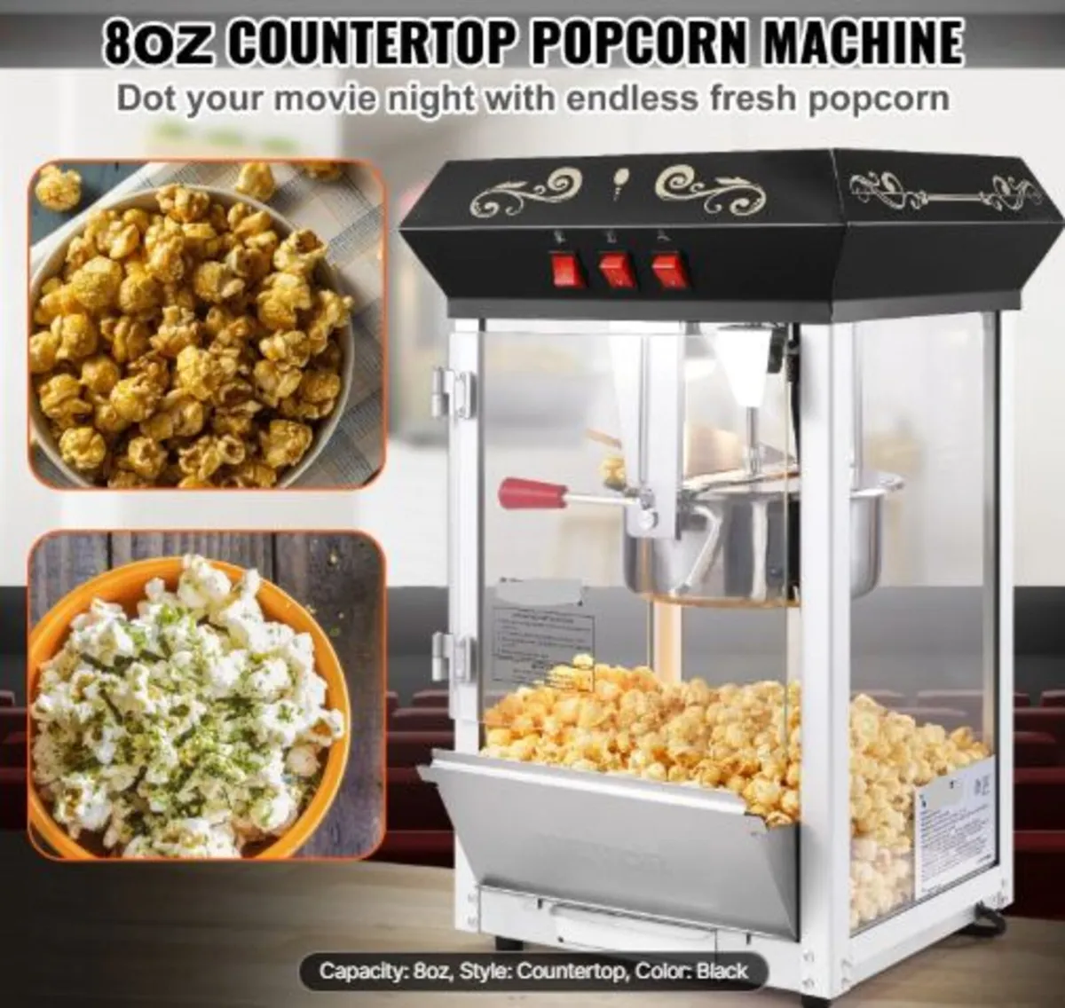 Popcorn Maker, 850W Popcorn Popper Machine, 8 Oz - Image 4