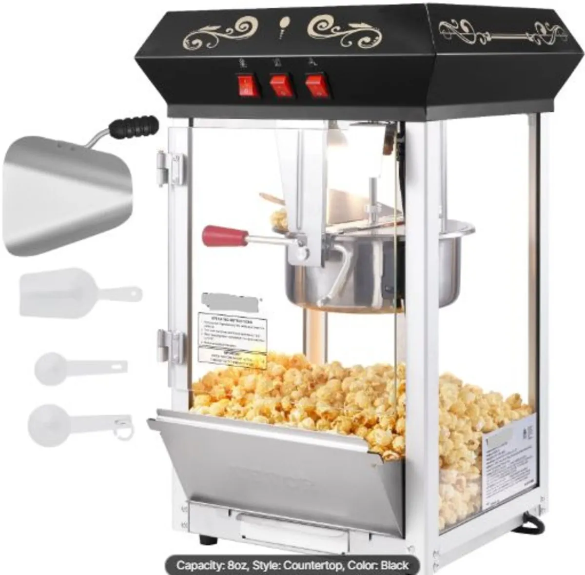 Popcorn Maker, 850W Popcorn Popper Machine, 8 Oz - Image 1