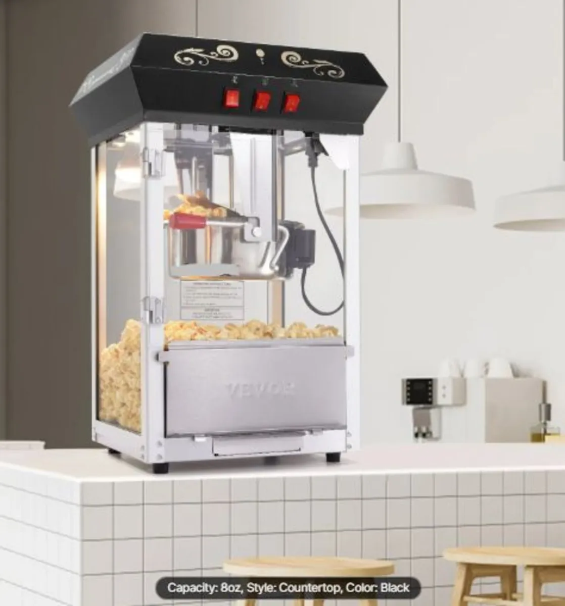 Popcorn Maker, 850W Popcorn Popper Machine, 8 Oz - Image 3