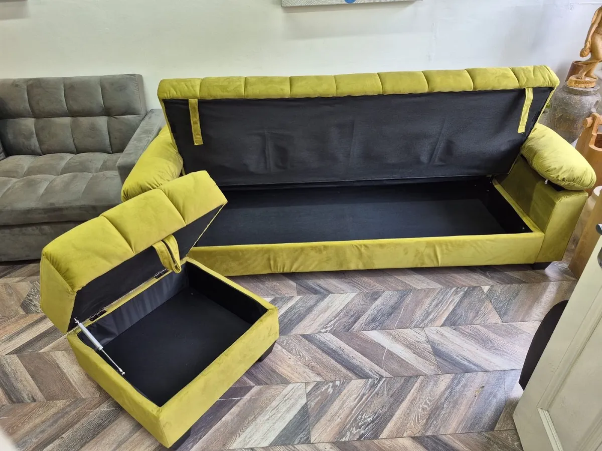Sofa Bed with Storage & Pouffe 210cm Yadhi Lime - Image 2