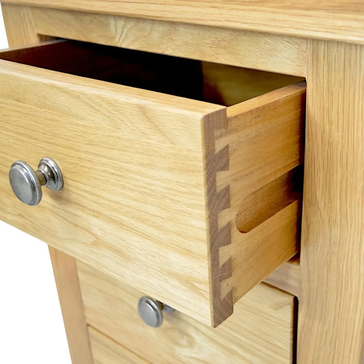 Oak Bedside Table Slim 3 Drawer Wooden Nightstands - Image 4