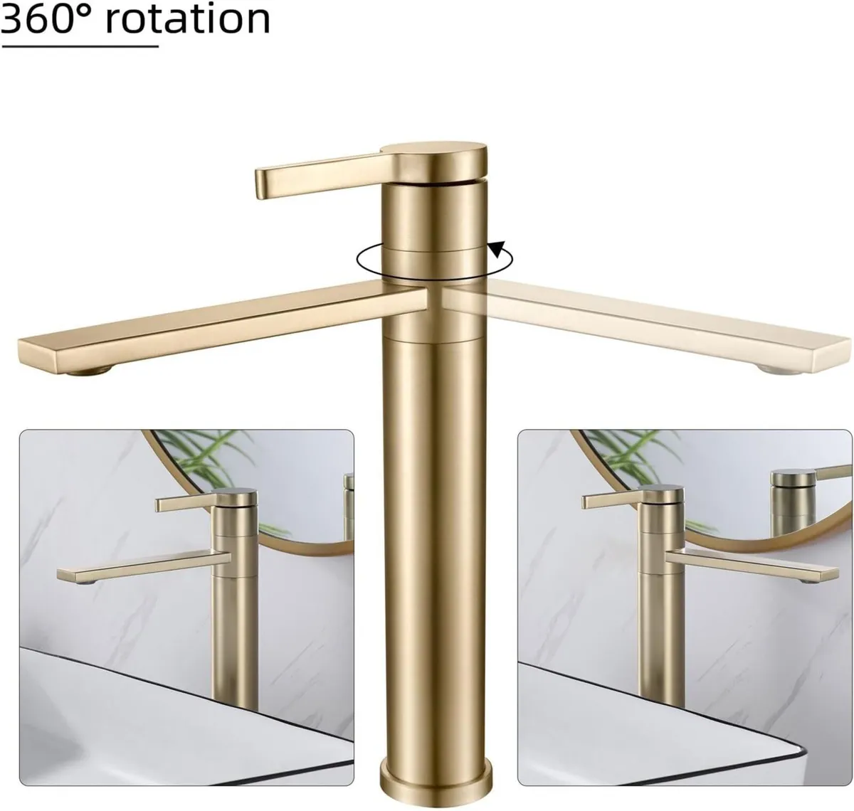Tall Bathroom Tap Swivel Spout Countertop Basin - Image 4