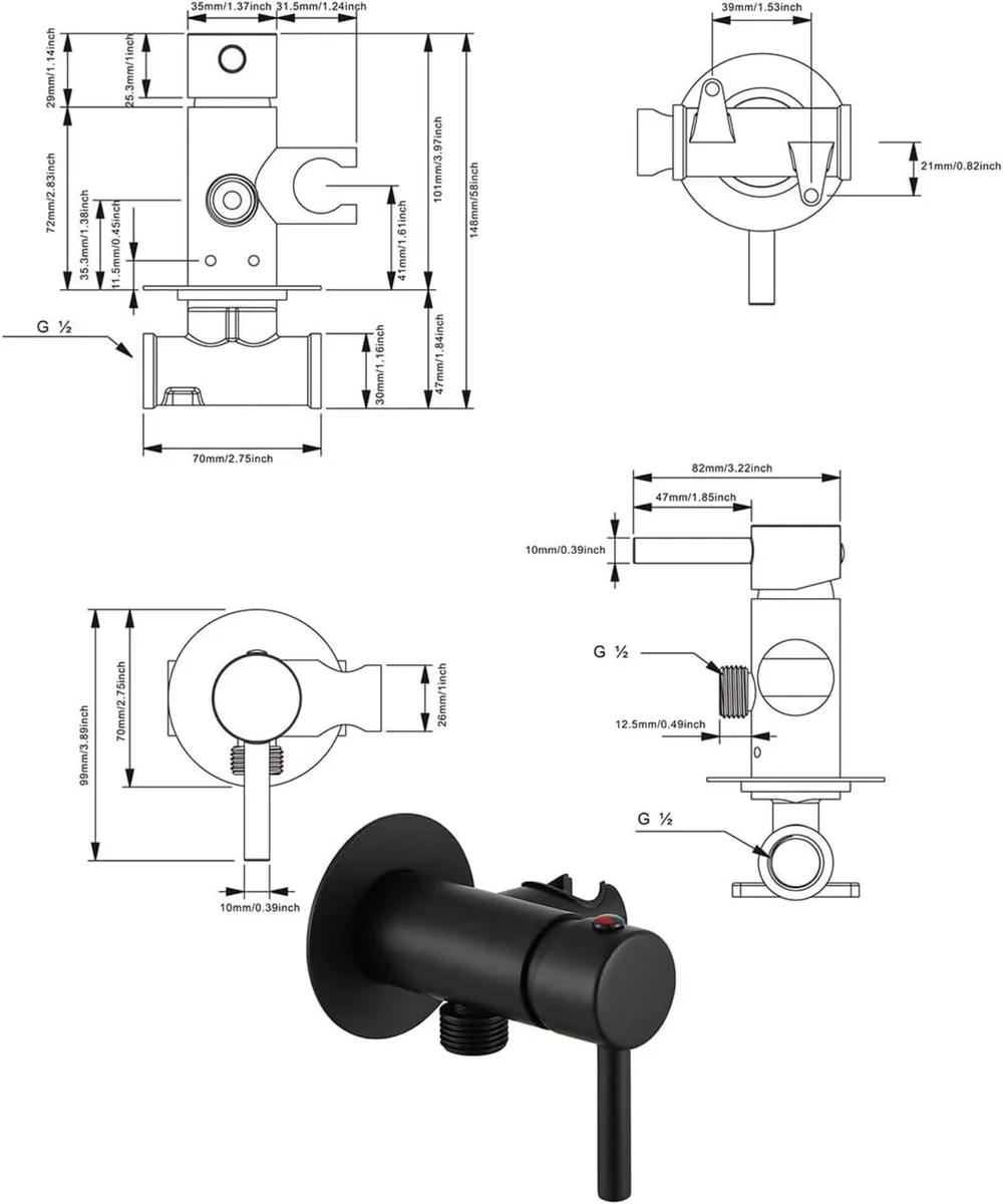 Matte Concealed Bidet Mixer Spray Set for Hot - Image 3