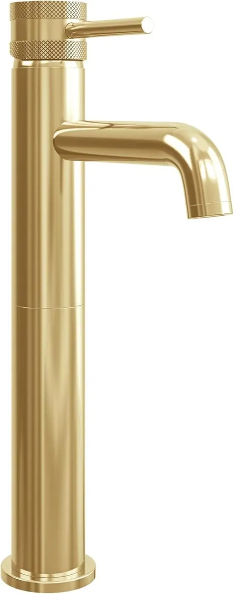 Apres Brushed Brass Tall Basin Mixer Bathroom Sink - Image 1