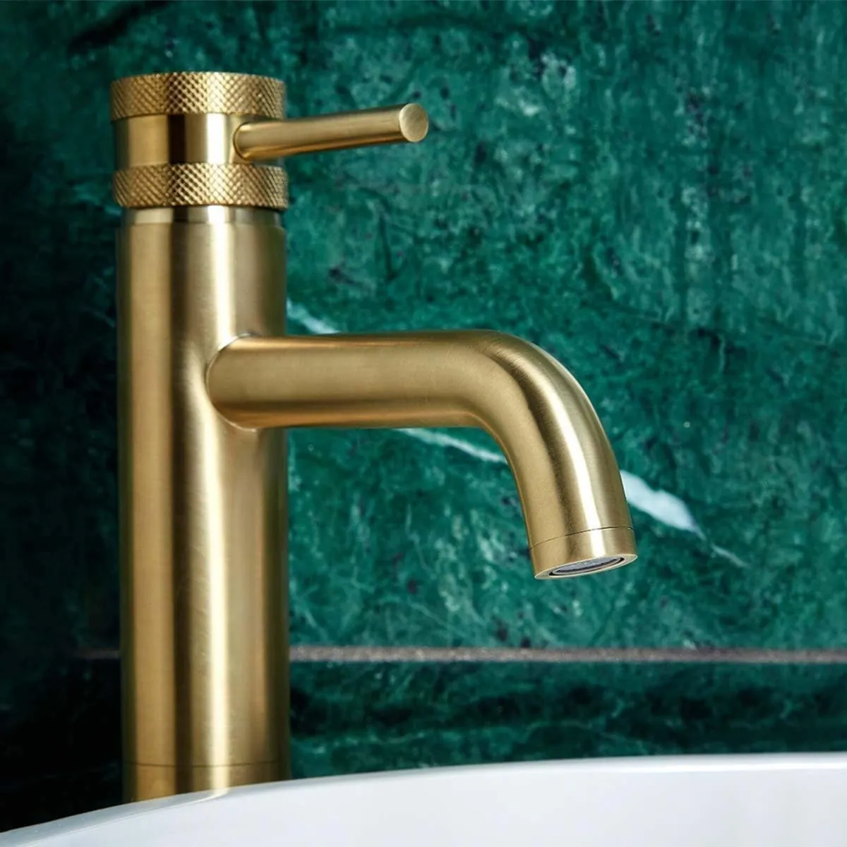 Apres Brushed Brass Tall Basin Mixer Bathroom Sink - Image 3