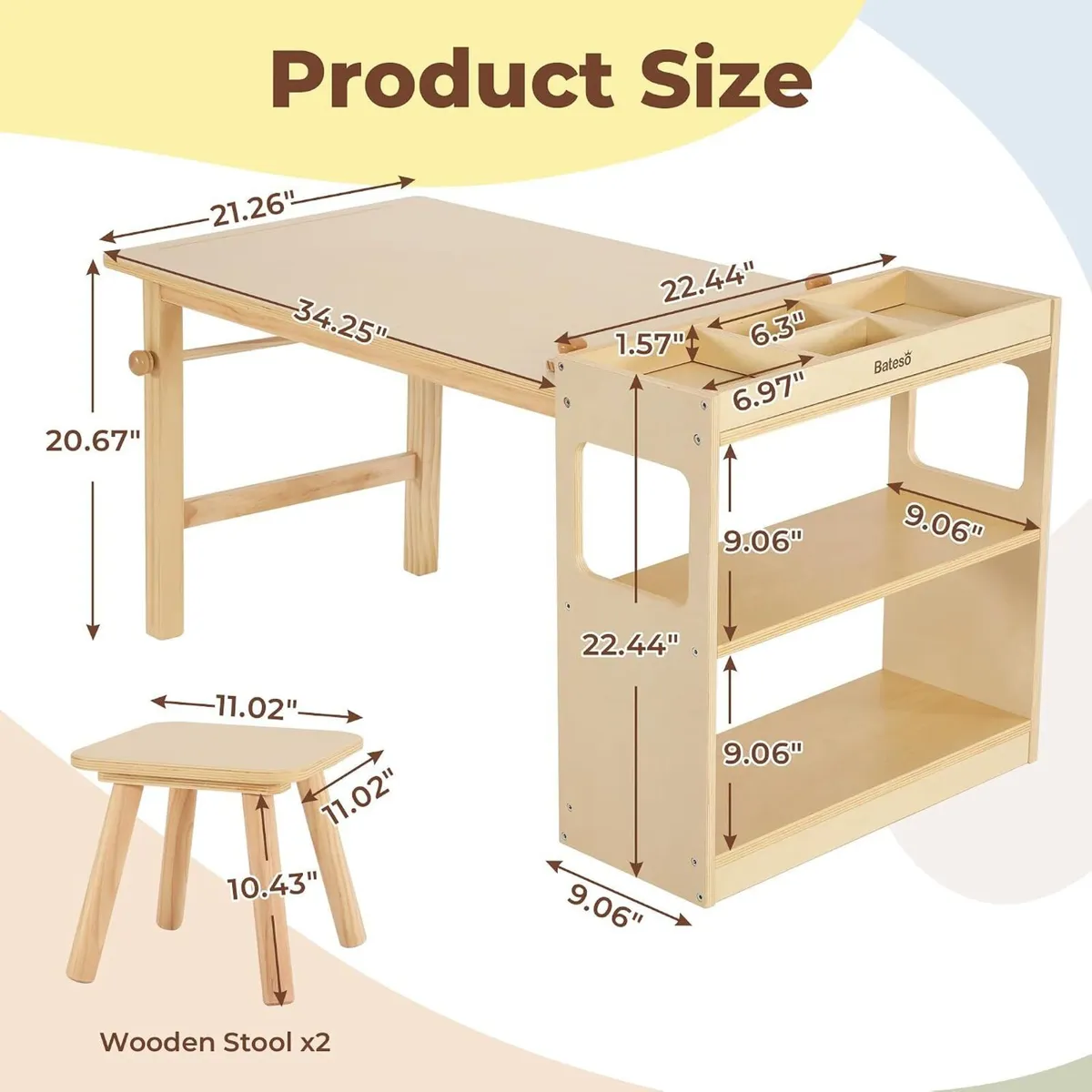 Kids Art Table and 2 Chairs Set - Image 2