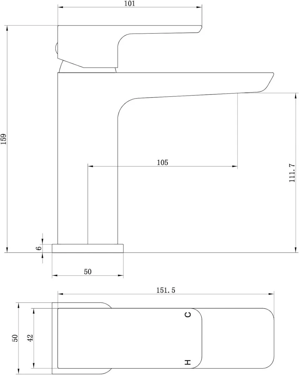 Contemporary Basin Sink Mixer Tap with Pop Up - Image 4
