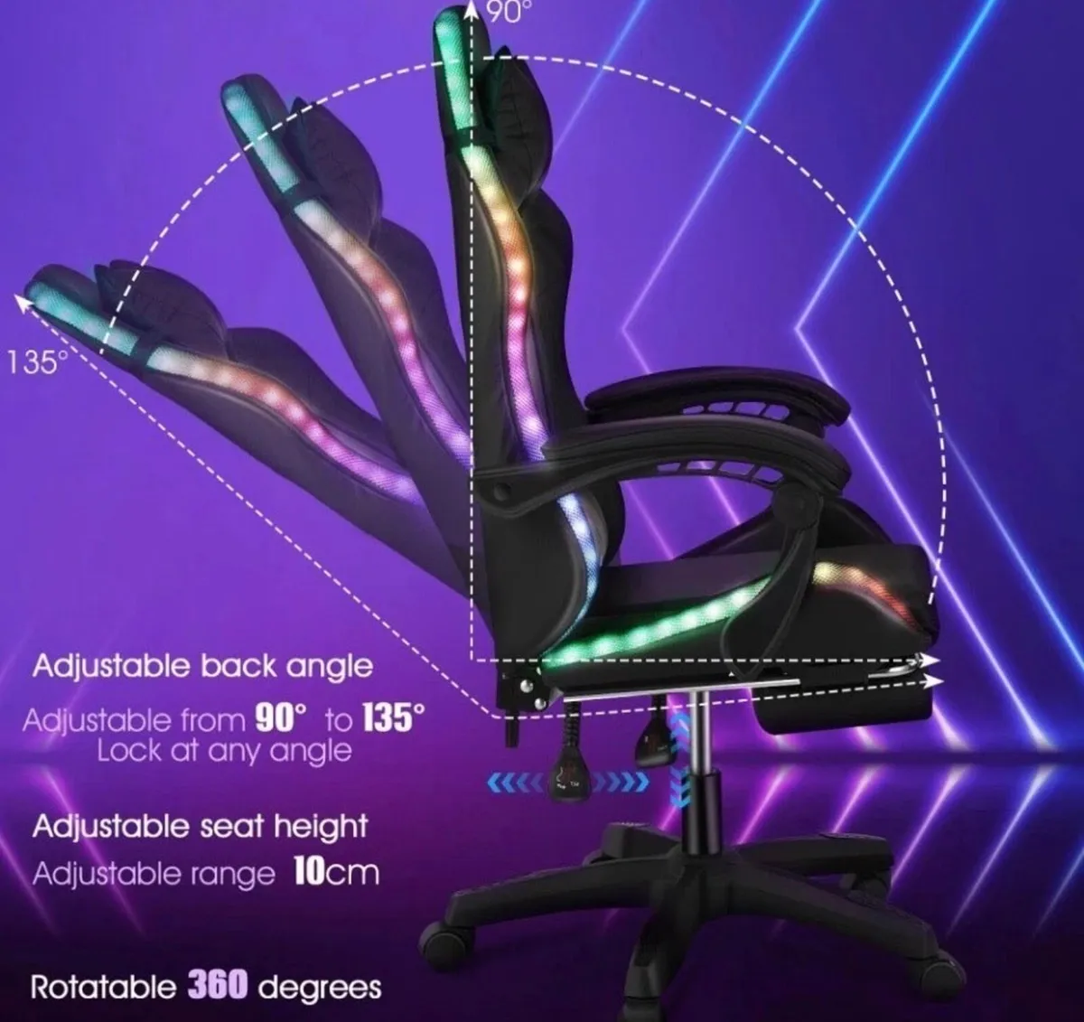 NEW Gaming Chair with Speakers and LED Light - Image 4