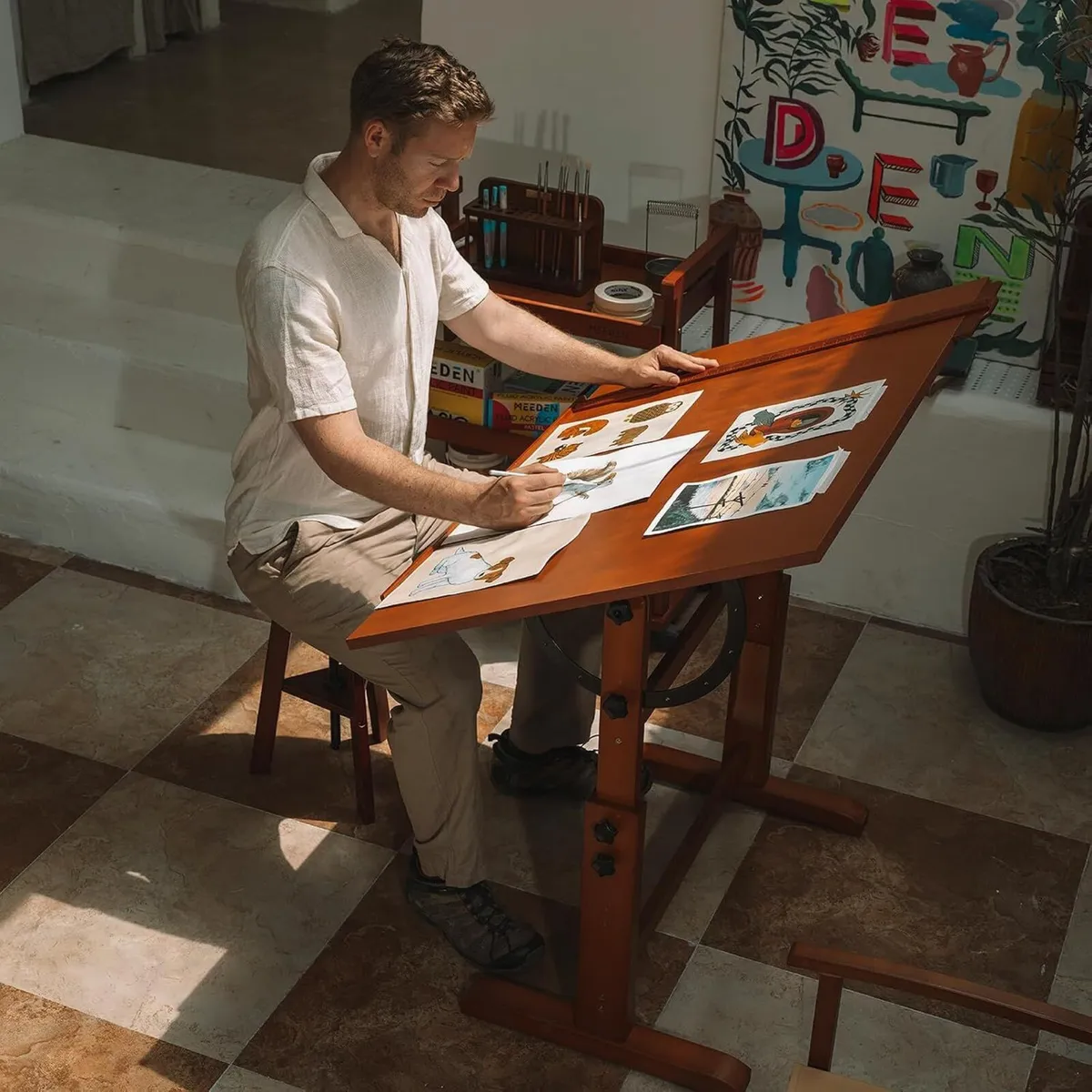 Extra-Large Wood Drafting Table: 42" X 30" Artist - Image 2