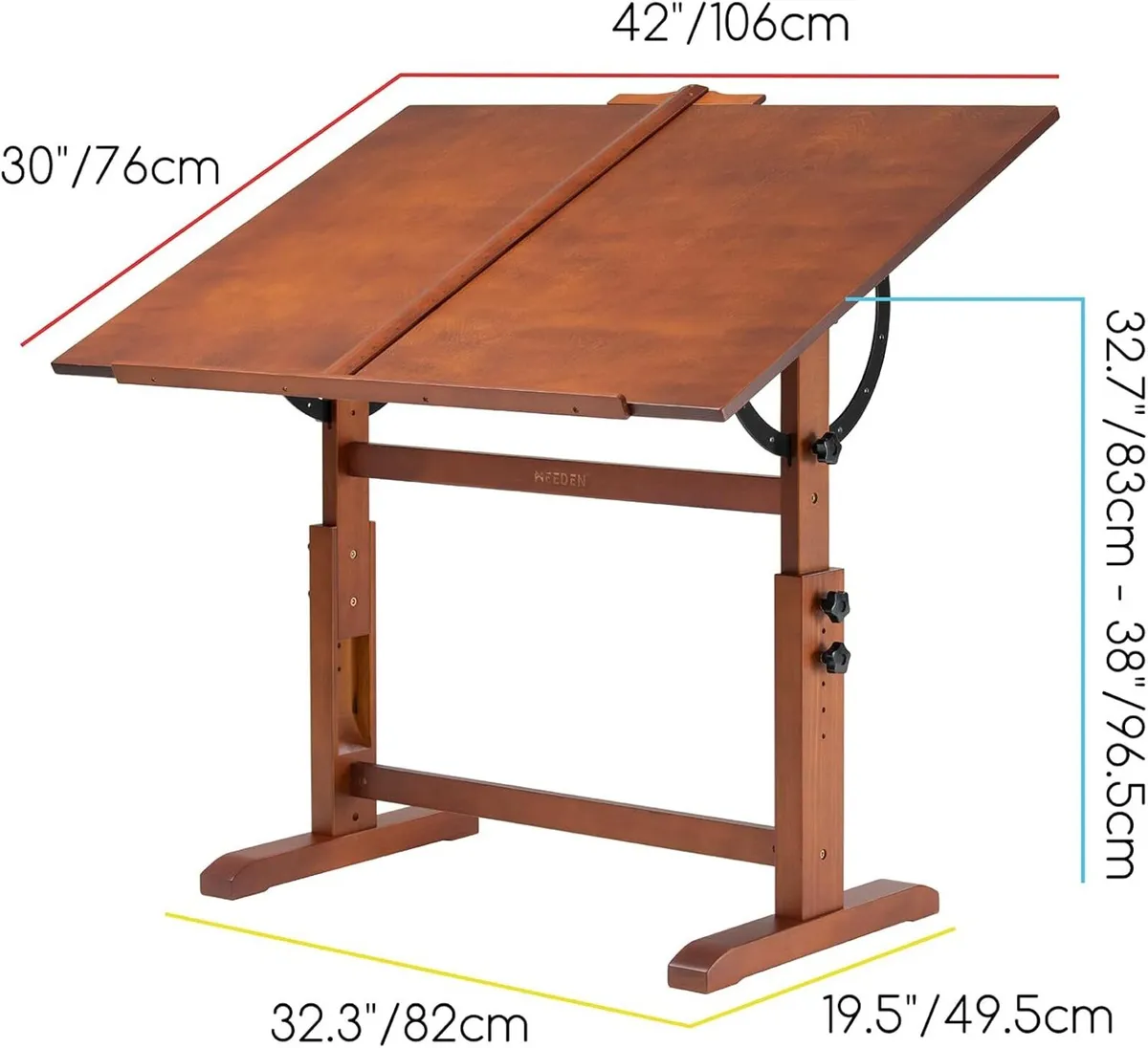 Extra-Large Wood Drafting Table: 42" X 30" Artist - Image 3