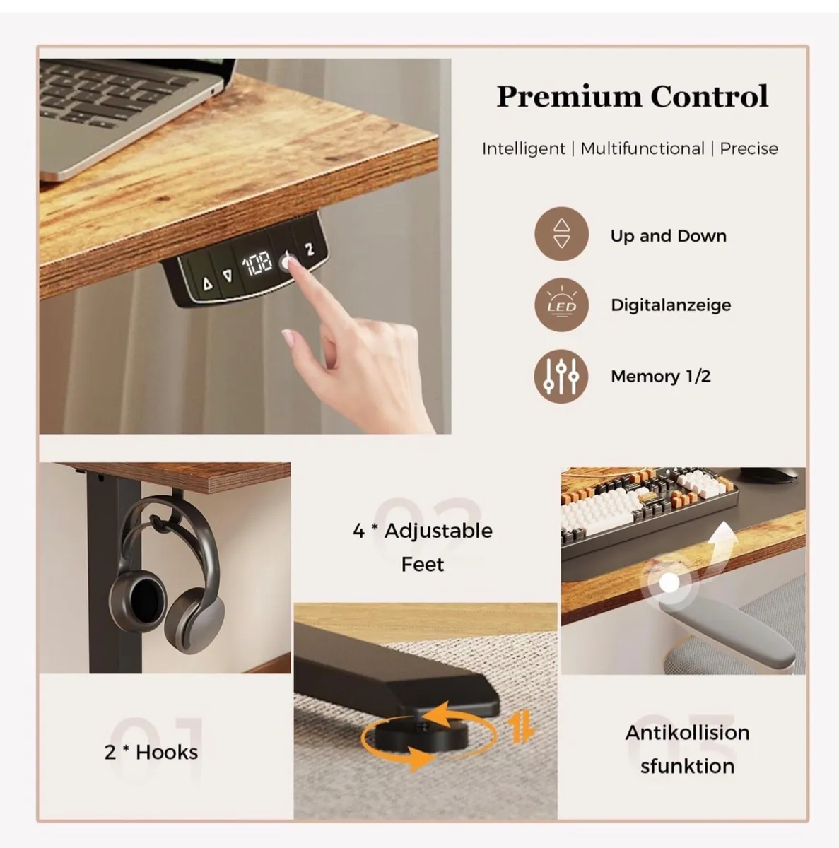 Electric Height Adjustable Desk, with 2 Fabric Dra - Image 3