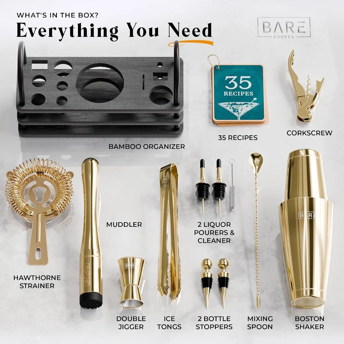 Cocktail Making Kit 14-Piece Bartender Shaker Set - Image 4