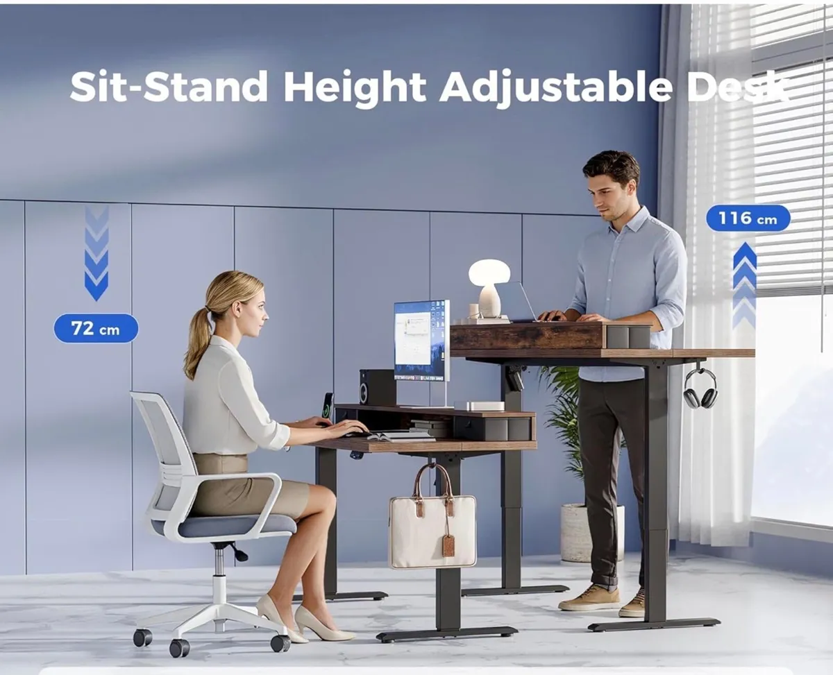 Electric Adjustable Height Desk, with 2 Fabric Dra - Image 4